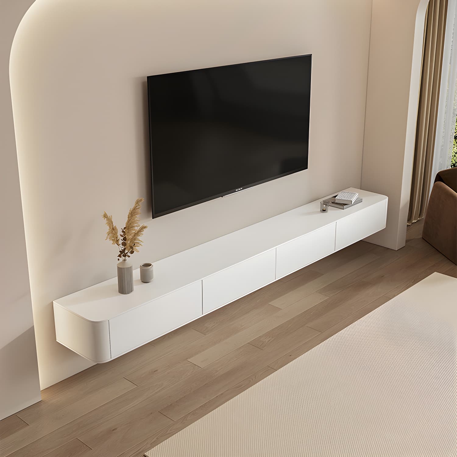 White Wood TV Stand with 2-4 Drawers for Modern Entertainment Centers