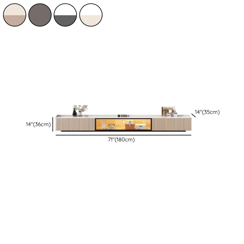 Art Deco Sintered Stone Rectangular TV Stand with 2 Drawers, Hutch, Cable Management, and Light - image 14