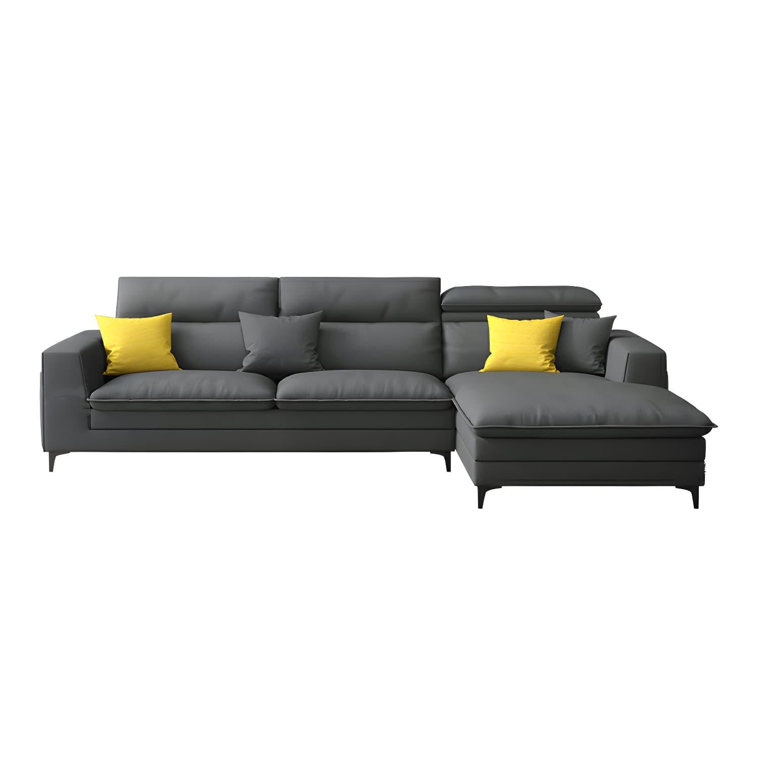 Modern Wood Frame Stationary Sectional Sofa with Black Legs and Storage in Cotton Blend Upholstery - image 10