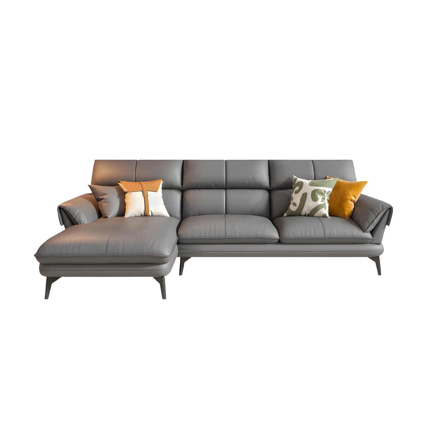 Modern Gray Tech Cloth Sectional with Flared Arms and Cushion Back - image 6