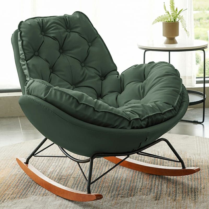 Ergonomic and Stationary Solid Wood Maternity Rocking Chair with Back and Flared Arm - image 3