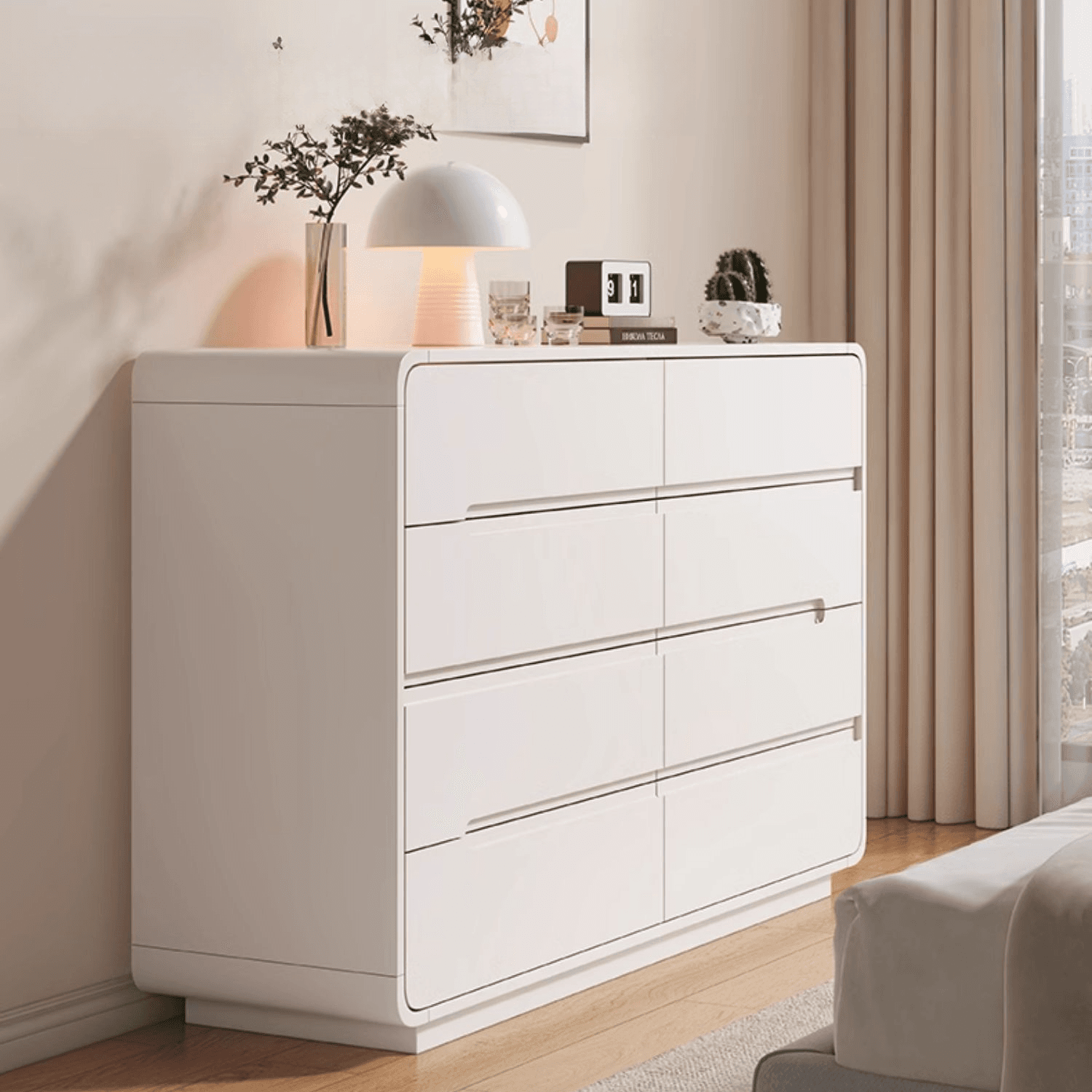 Art Deco White Horizontal/Vertical Bleached Wood Double Dresser/Bachelor Chest with 6 Drawers/8 Drawers/4 Drawers - image 4