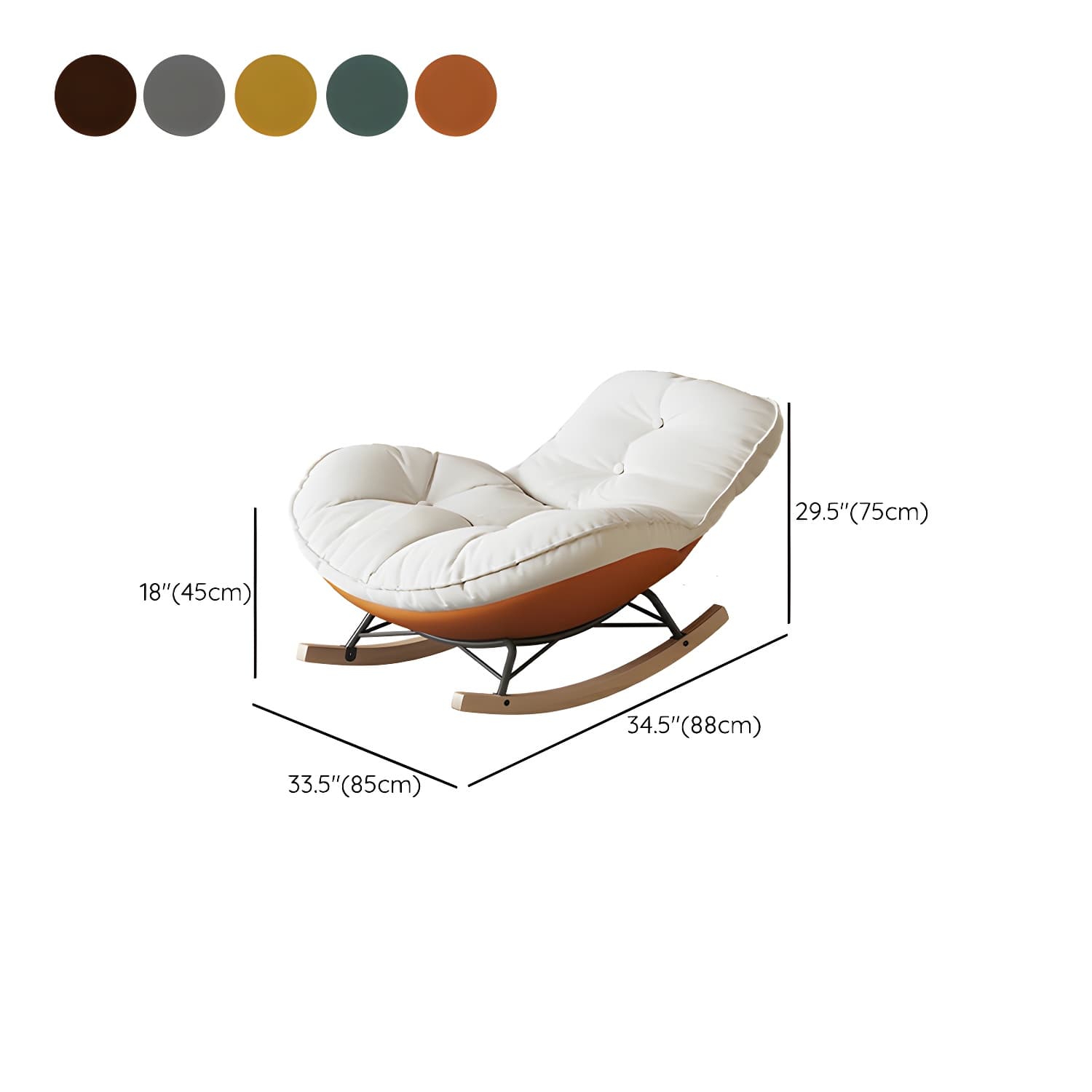 Contemporary Upholstered Rocking Chair with White Tufted Flannel Cushion and Solid Wood Legs - image 20