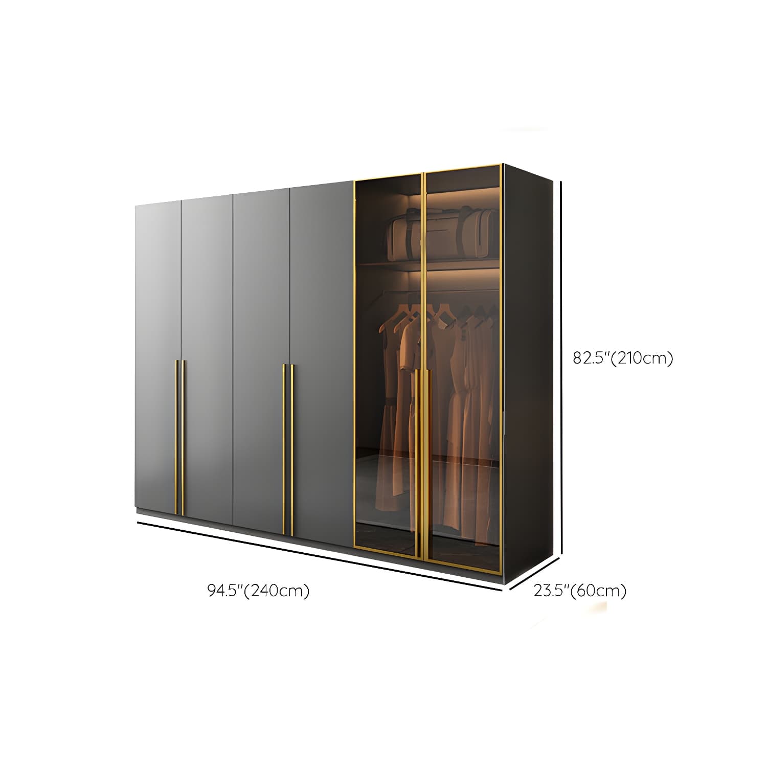 Modern Glass Wardrobe Wardrobe Armoire Wardrobe Cabinet for Home - image 15