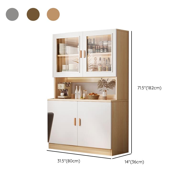 Modish Sideboard/Microwave Shelf Cabinet with Multiple Drawers, Narrow Size, 1 to 3 Shelves, Larder Storage, Timber Countertop, and Various Doors - image 19