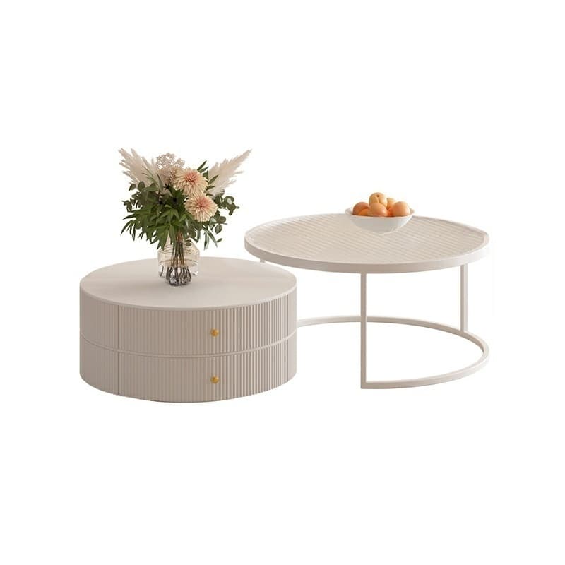 Round Coffee Table - Modern Style, Standard Size, Non-Upholstered, 2 Drawers, Scratch Resistant - image 12