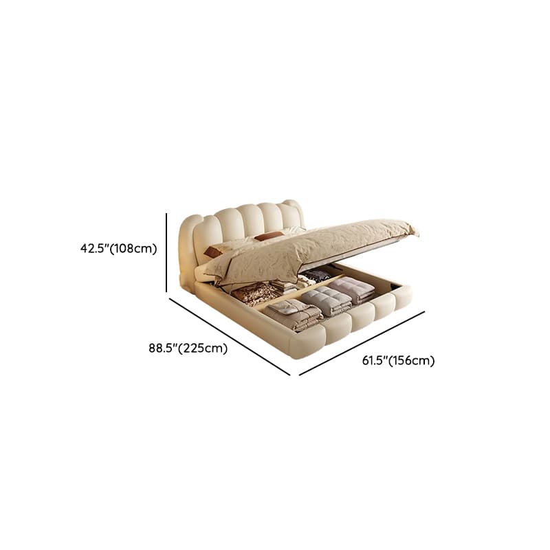 Solid Color Storage Included Panel Bed with 3 Storage Boxes, Panel Headboard, and Sponge Upholstery for Bedroom - image 12