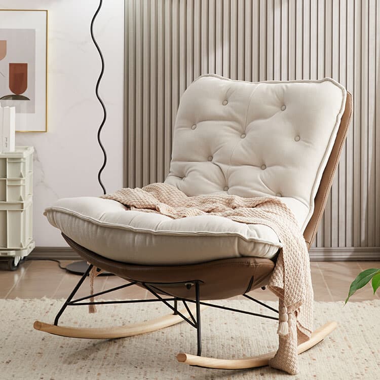 Modish Sand Ash Upholstered Rocking Accent Chair with Spindle Back and Stain Resistant - image 14