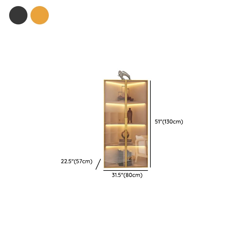 Modern Corner Accent Cabinet with Glass Doors and Metal Base without Light - image 10