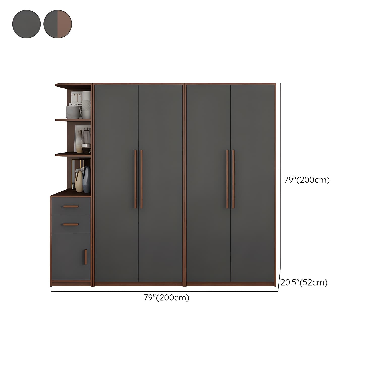 Traditional Wood Wardrobe Armoire with Drawers, Shelves, and Clothing Rod - image 13