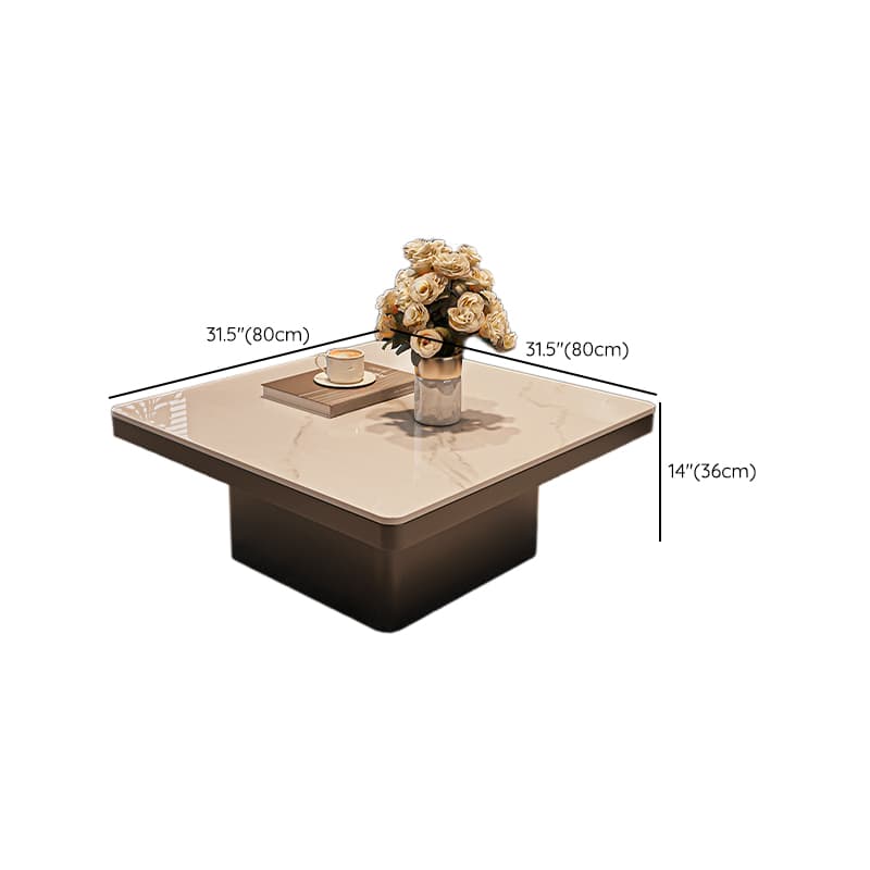 Contemporary Design Transparent Glass Single Board Game Coffee Table with Plinth Base in Midnight Black, Square Top - image 10