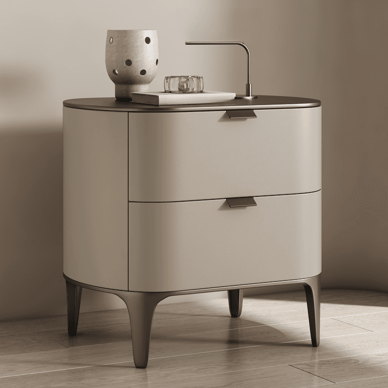 Stylish Drawer Storage Nightstand with 2 Drawers, Lumber Countertop, and Leg - image 4