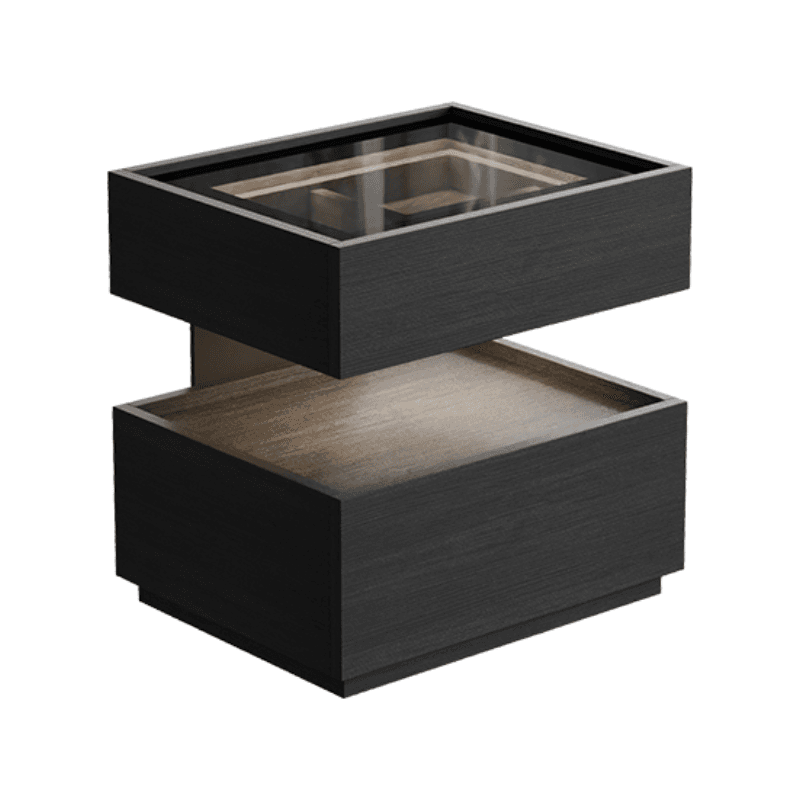 Organic Modern Nightstand With Drawer Organization with Glass Countertop and Illuminating Lighting - image 4