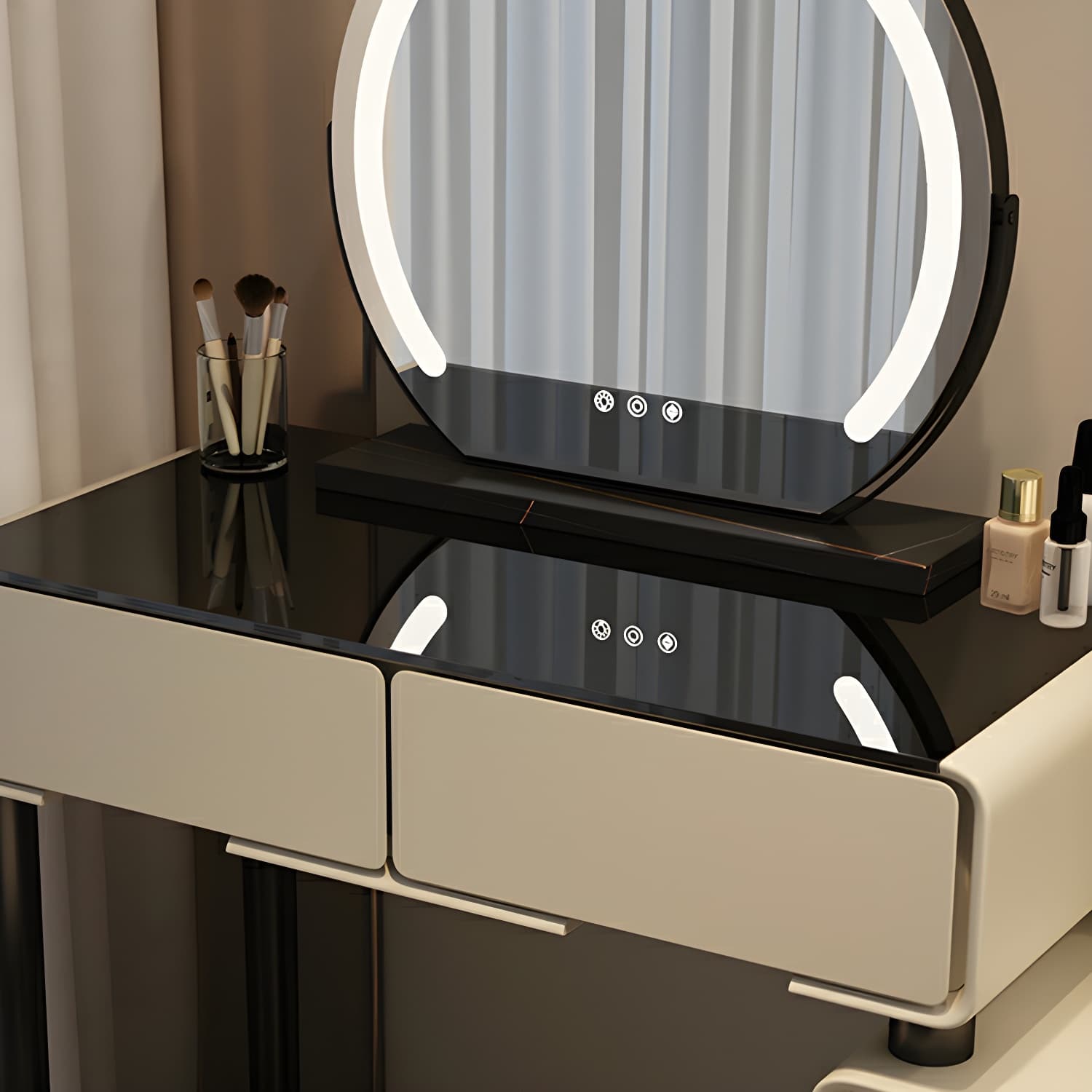 Solid Wood Stylish Makeup Vanity Set with Drawers in Modern Style - image 7