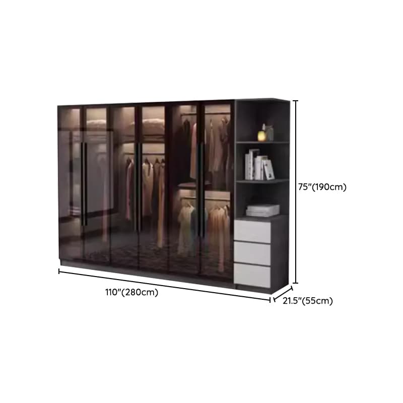 Charcoal Modish Timber Self-supporting Cabinet Armoire with Soft Close Drawer and Door, Hanging Rod - image 24