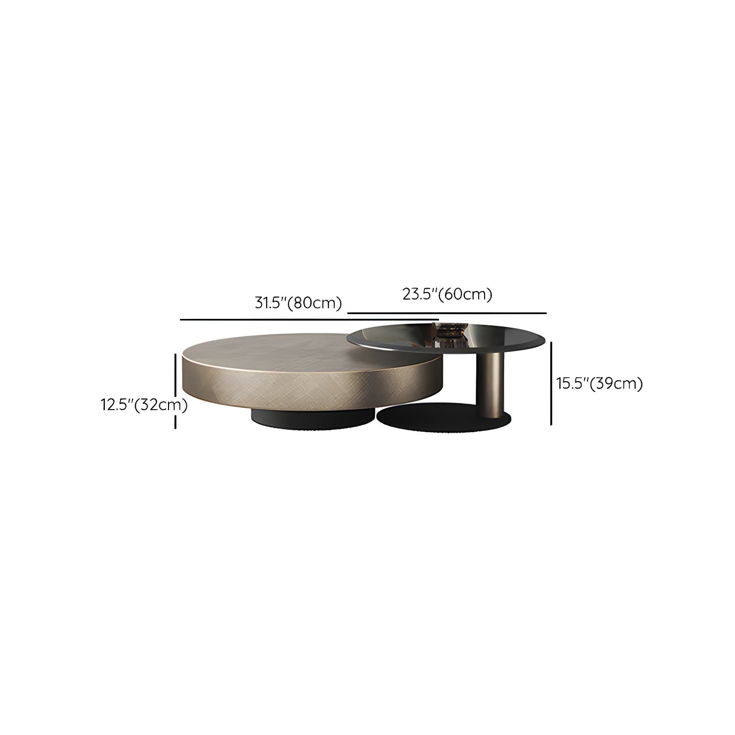Round Coffee Table Brown Nesting Coffee Table Set for Living Room - image 17