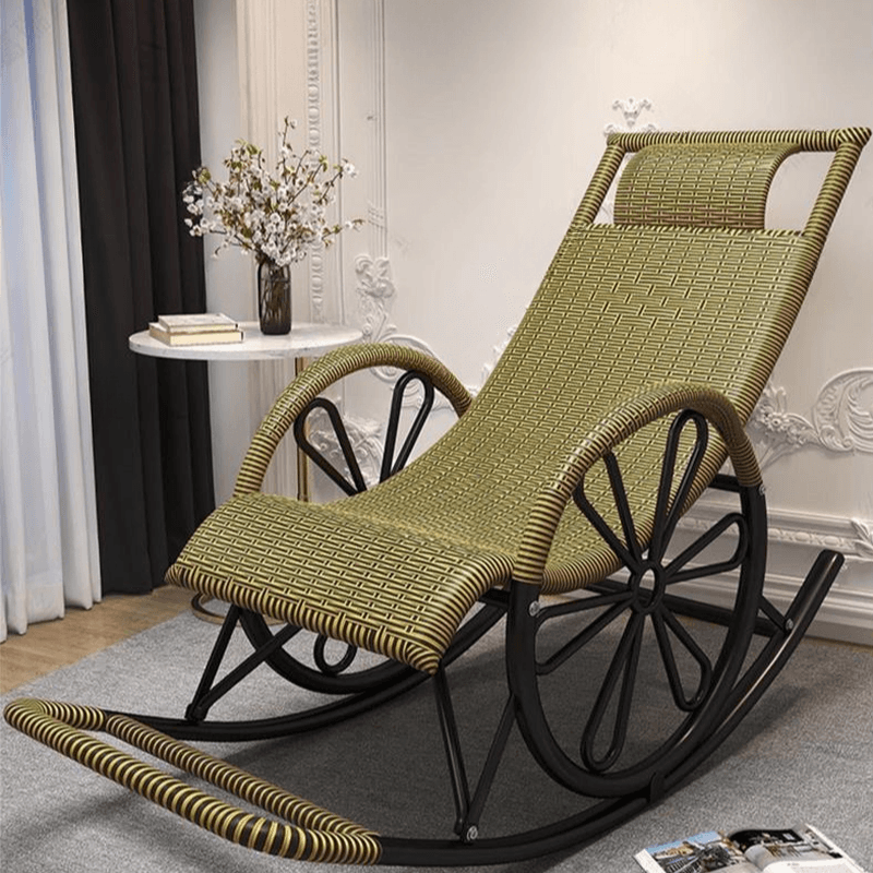 Craftsman Style Cane Rocking Seat with Round Arm - image 12