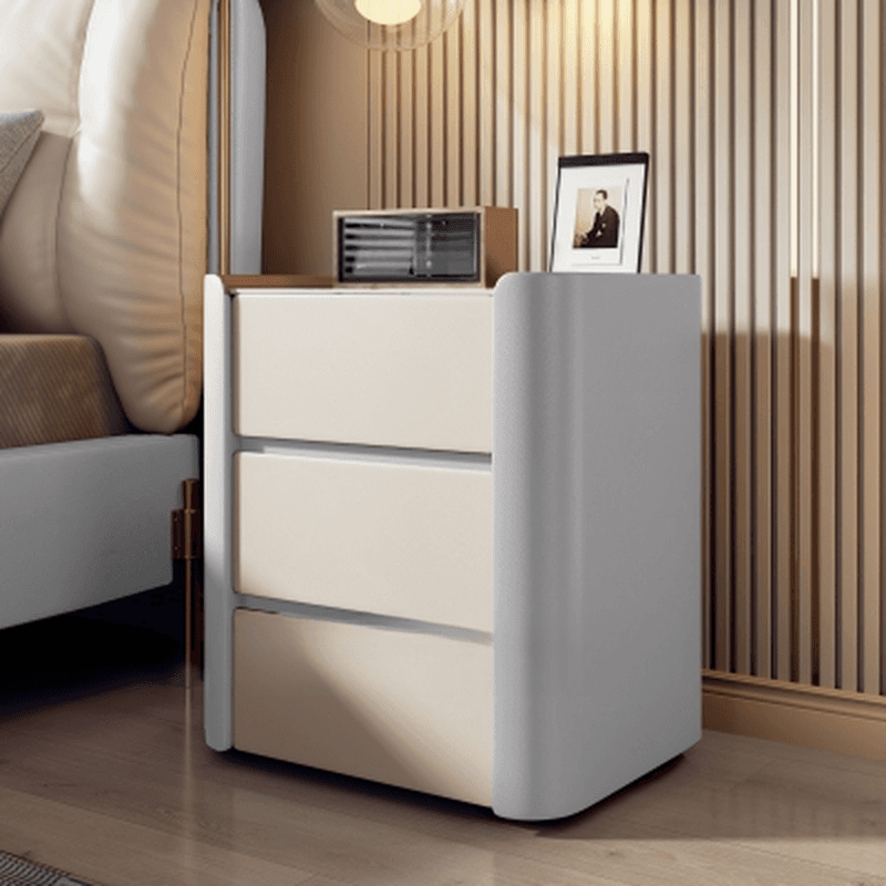 Organic Modern Stone Countertop Bedside Cabinet Nightstand with 3 Drawers - image 4