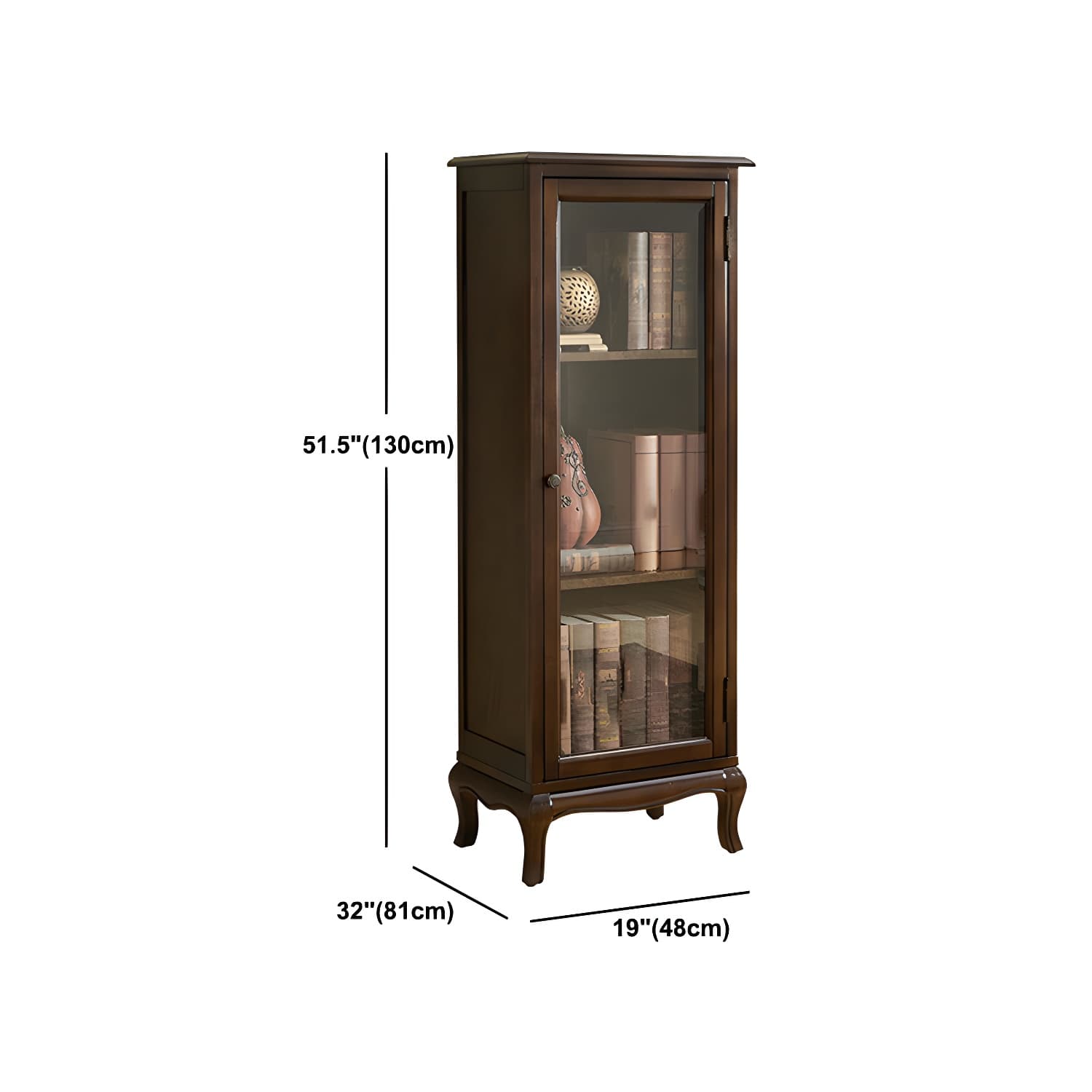Mid-century Modern 51.18" Tall Glass Paned Accent Cabinet, Wooden Rectangle Cabinet - image 14