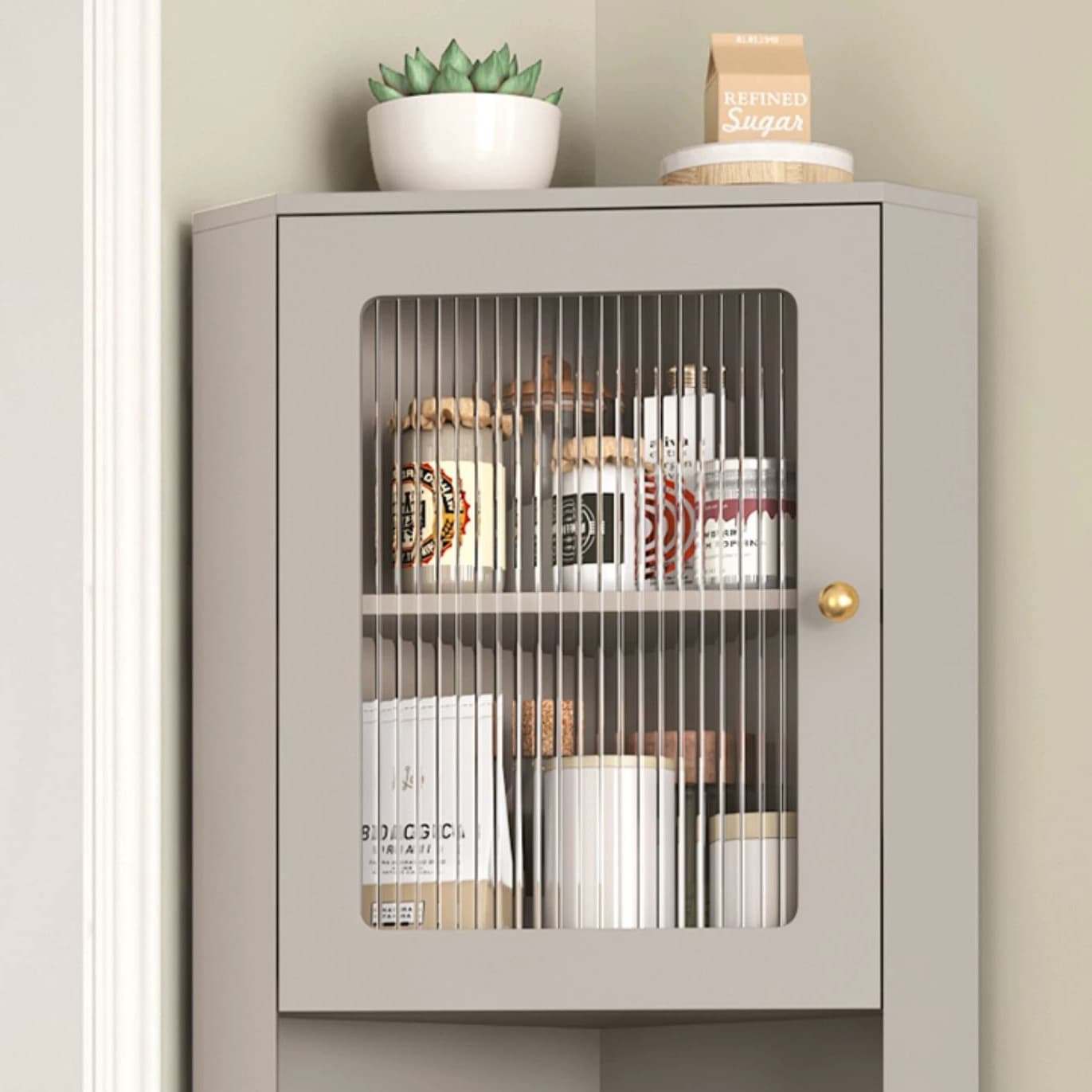 Glam Corner Cabinet with Gold Base and Glass Doors - Storage in Style - image 7