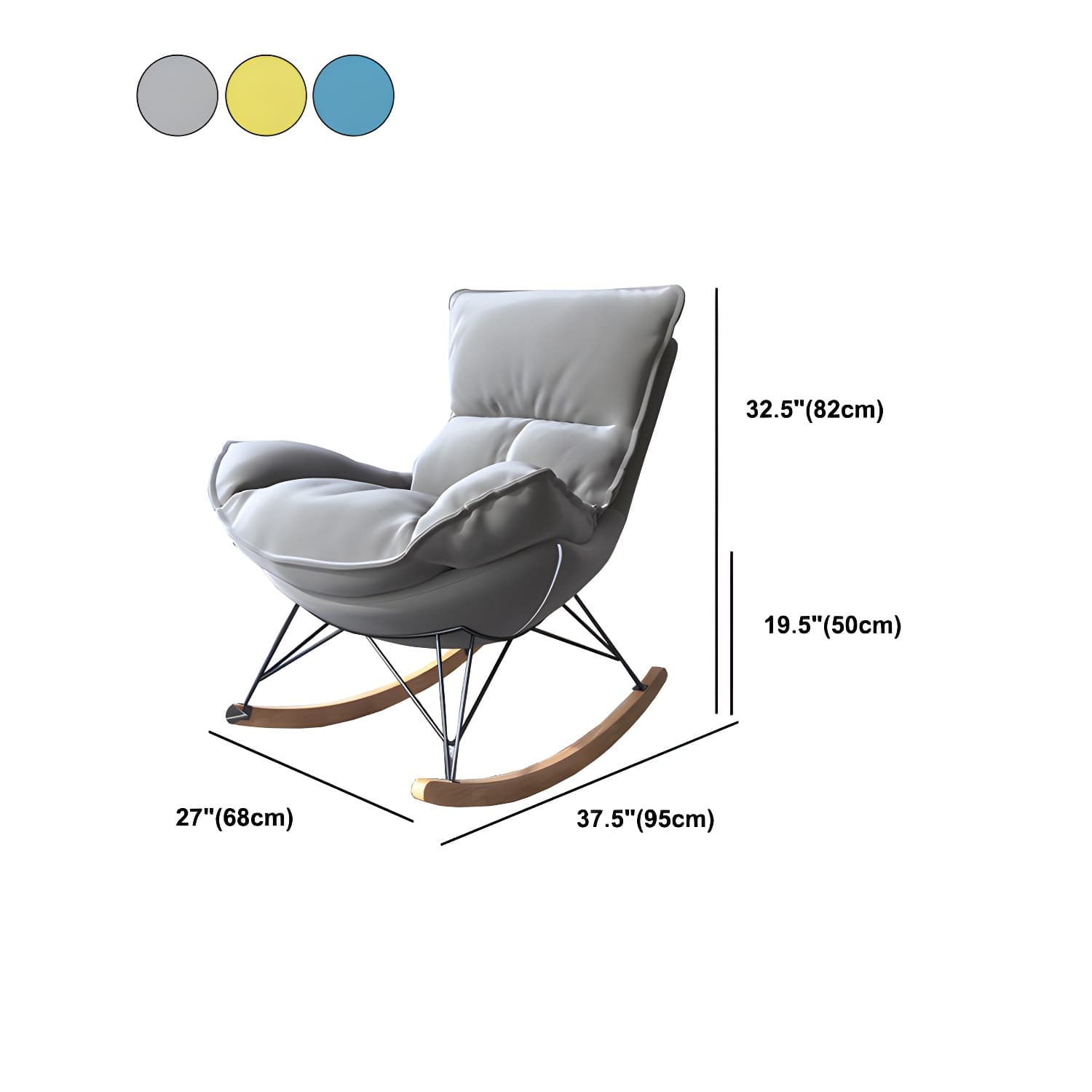 Contemporary Rocking Chair Solid Wood Rocker Chair with with Seat Cushion - image 21