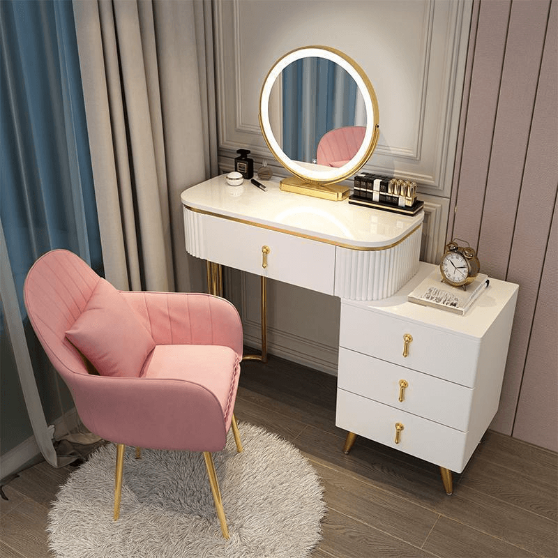 Push-Pull Vanity Set with Storage in a Modern Style, Led, Adjustable Touch Mirror, Blush Chair and Adjustable Brightness Included/Not Included - image 5
