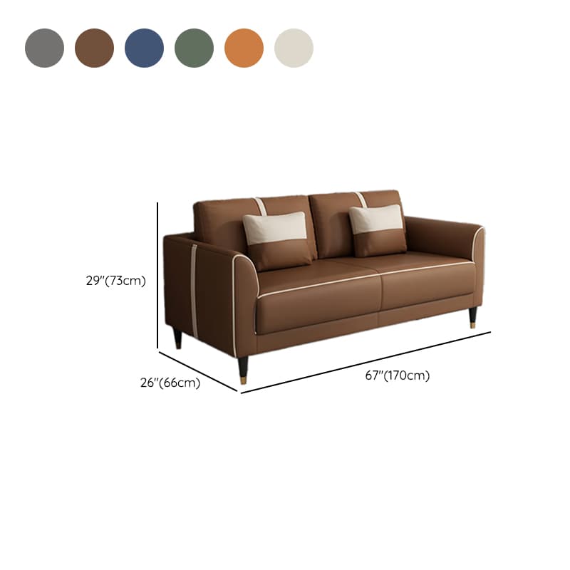 Trendy Scratch-durable Lime Green/Cocoa/Coffee Sofa Couch with Flared Arm, 3-Seater, 2 Pillows, and Wide Pillow Back - image 22