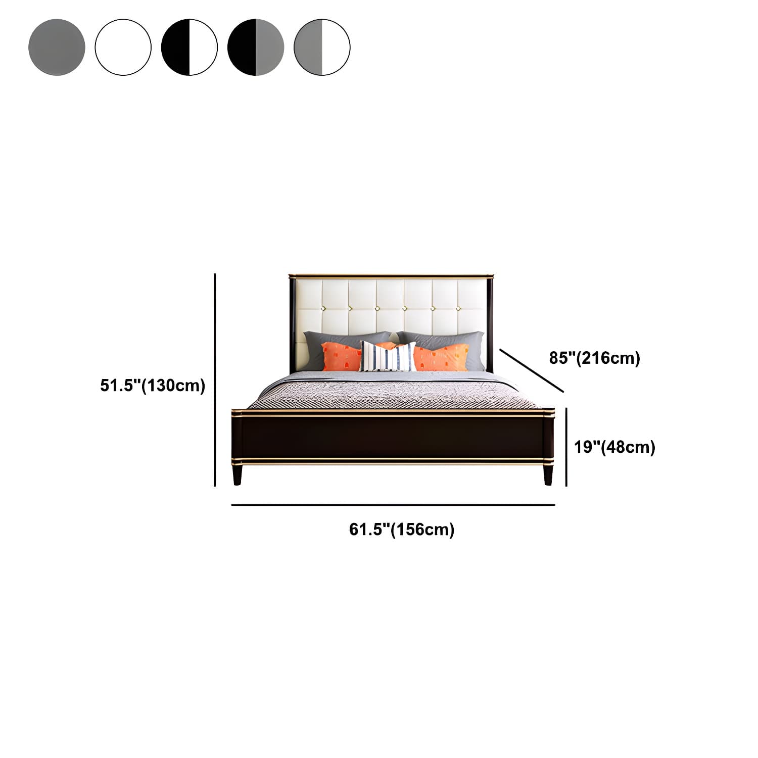 Modern Standard Bed with Tufted Upholstered Headboard and Soild Wood Legs - image 14