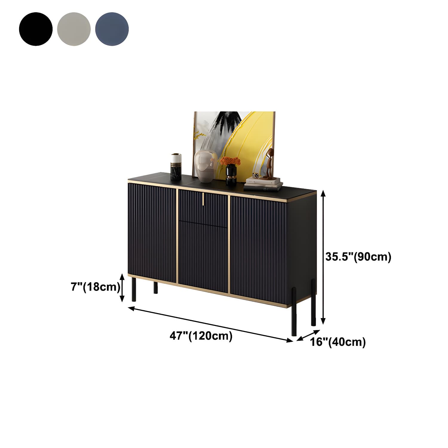 Glam Sideboard Stone Top Sideboard with Door for Living Room - image 17
