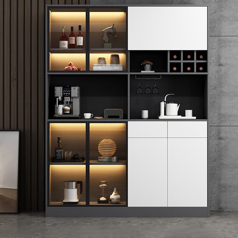 Wood Living Room Sideboard Cabinet Modern Credenza with Storage and Glass Door - image 14