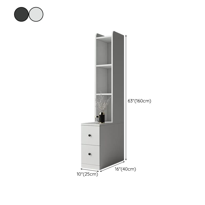 Modern Wood Open Storage Nightstand with 2drawers 3 shelves Height 160cm - Extra Tall Brown Design - image 18