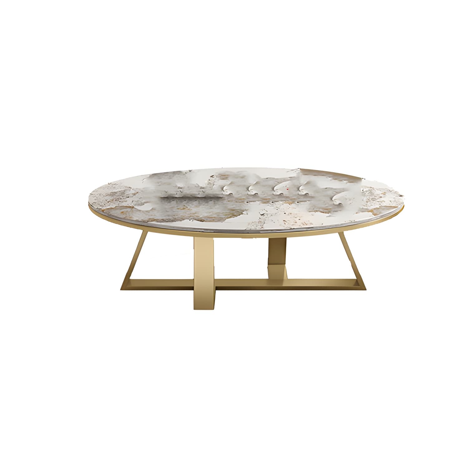 Metal Cross Legs Cocktail Table Luxurious Oval Stone Top Coffee Table - image 7