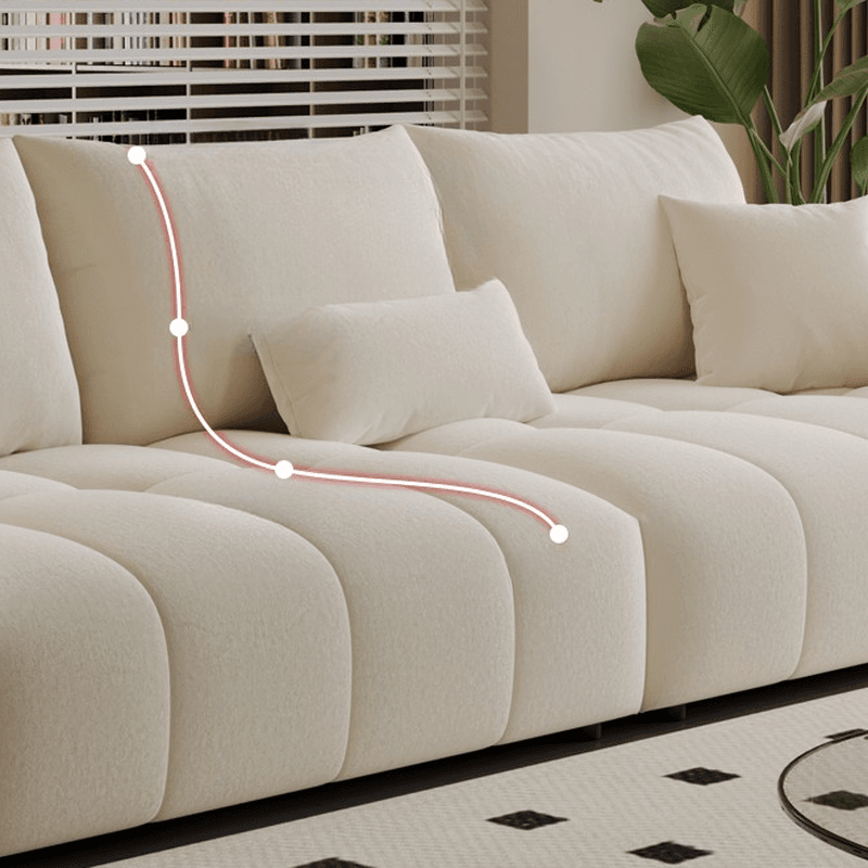 Modish Solid Color Scratch-durable Standard Sofa in Midnight Black/Mocha/Off-White, Seats 3 with 3 Pillows - image 12