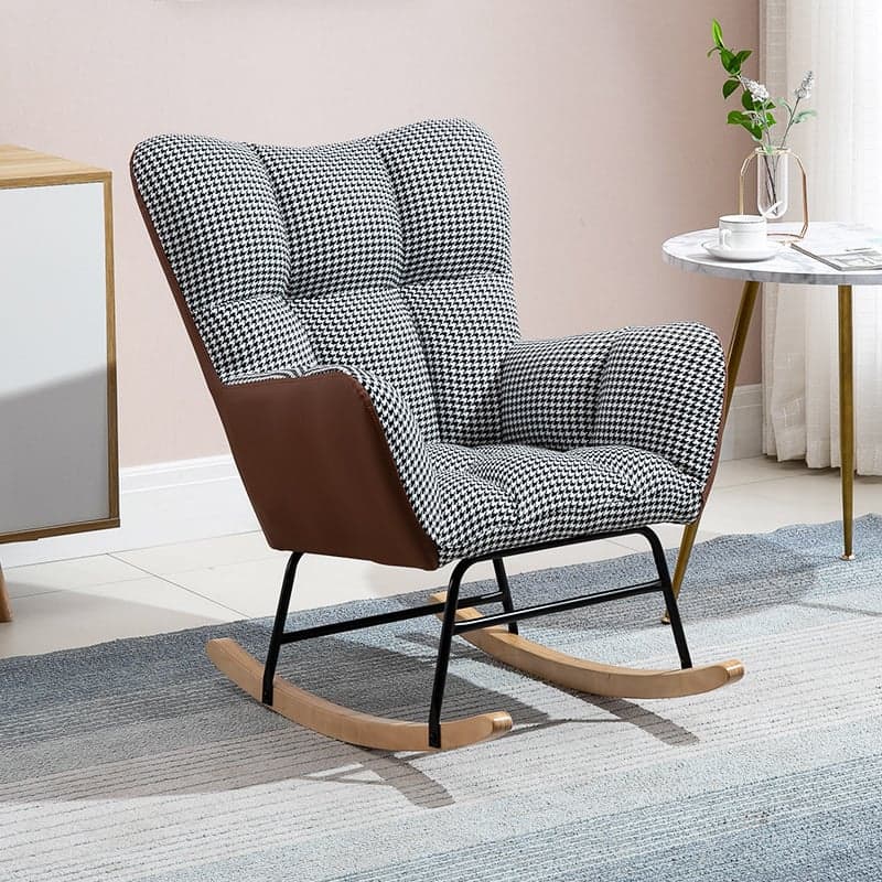 Contemporary Alloy Cushioned Living Room Rocking Chair 2 Piece Set with Footstool & Recessed Arm - image 4