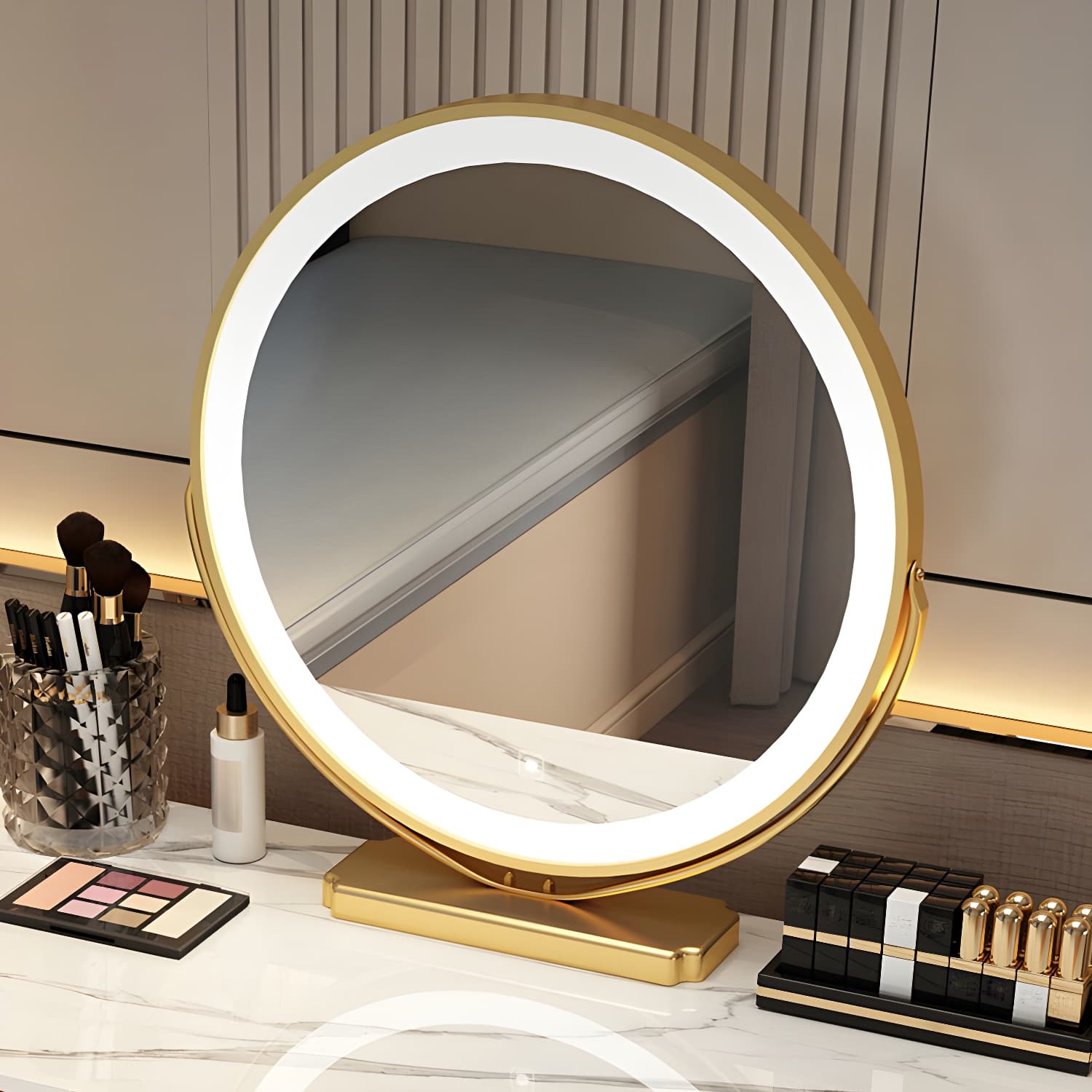 Lighted Mirror Vanity Dressing Table Bedroom Makeup Vanity with Drawer - image 7