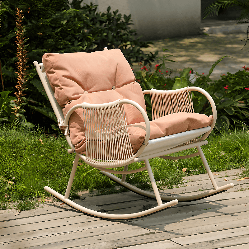 Art Deco Alloy Rocking Chair with Upholstered Track Arm - image 8
