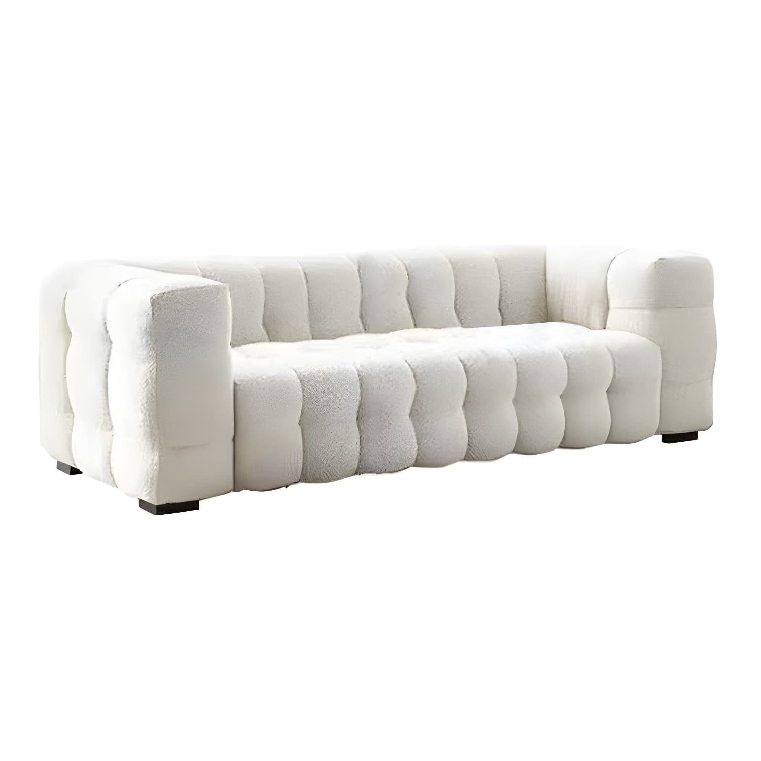 Beige Polar Fleece Upholstered Scandinavian Wood Sectional for Cozy Home Decor - image 5