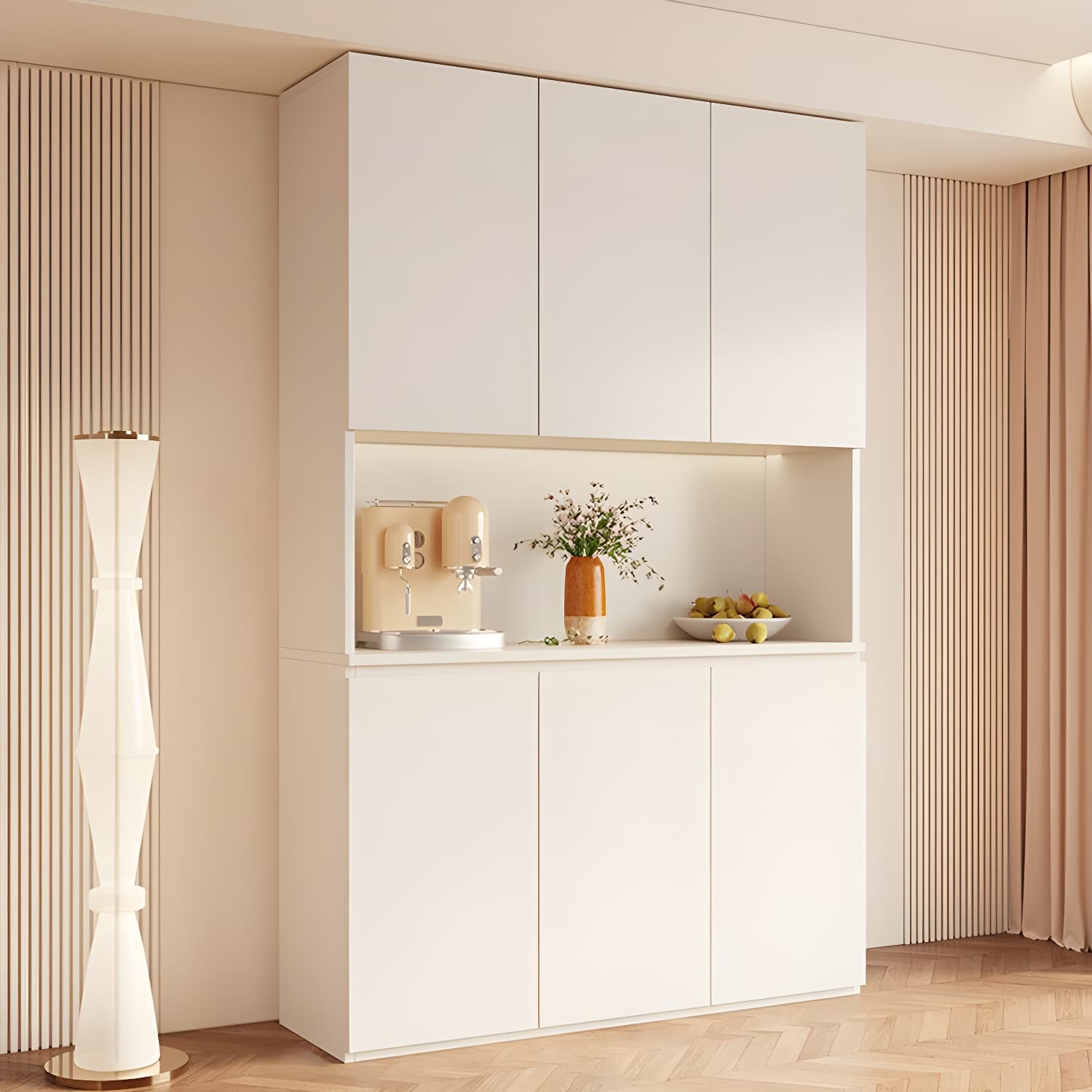 Modern Wood Buffet Cabinet with Open Storage and Cabinets Included - image 3