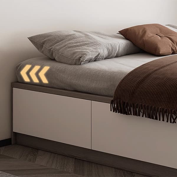 Brown Wood Lift Up Storage Bed with 3 Drawers and Solid Color Design - image 7