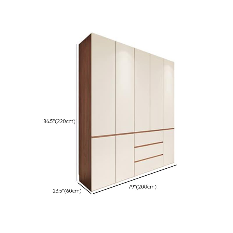 White Minimalist Manufactured Wood Wardrobe Closet with 3-Drawer, Soft Close Door, Interior Shelves, and Clothing Rod - image 13