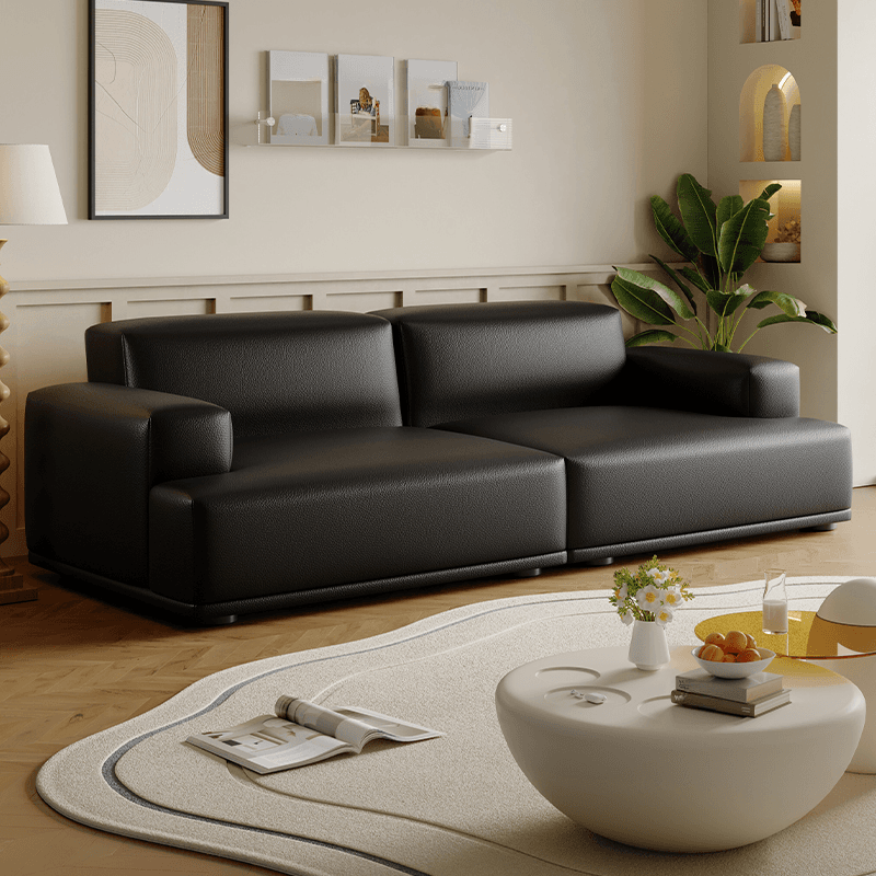 Modish Solid Color Standard Sofa in Black/Light Brown/Coffee for 5 Person/4-seater/3-seater