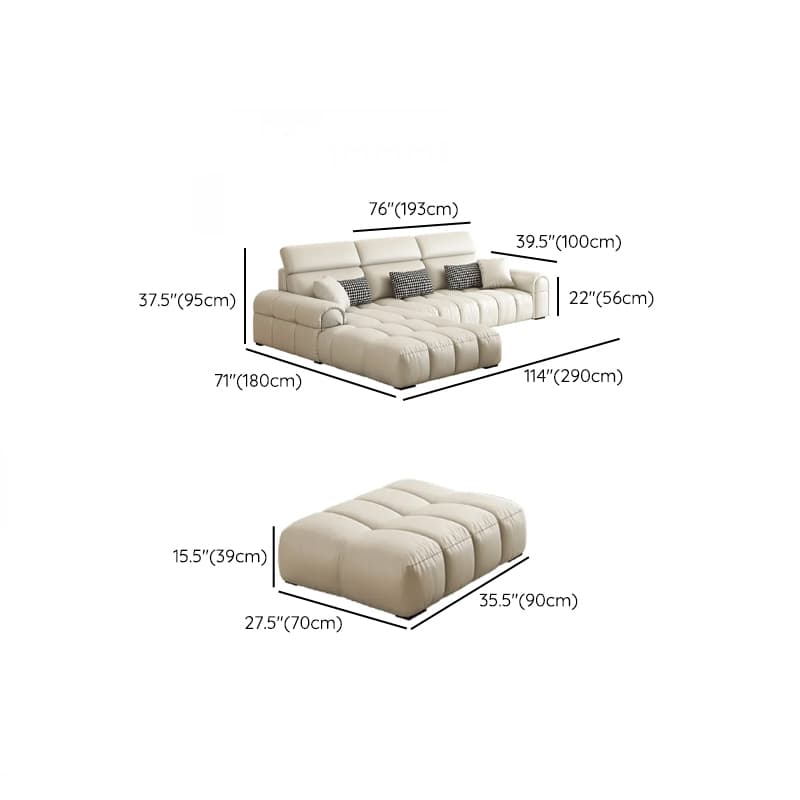 L-Shape/Straight Reversible/Horizontal Concealed Support Sofa Recliner/Sofa with Round Arm & Pine Frame - image 15
