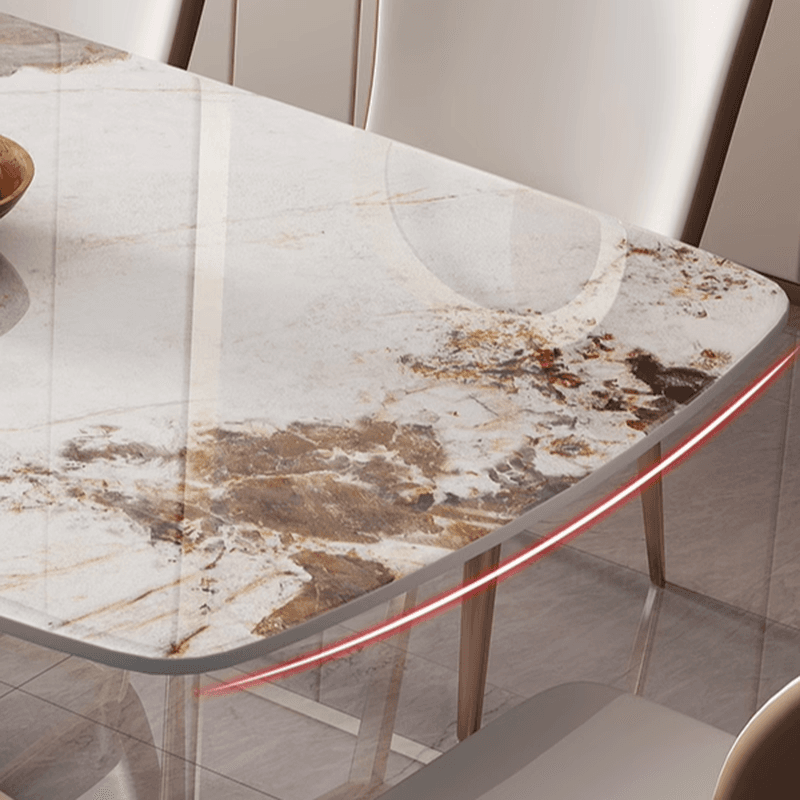 Rectangular Trendy Cream Fixed Standard Height Dining Table for 4/Seats 6 with Sintered Stone Top - image 8