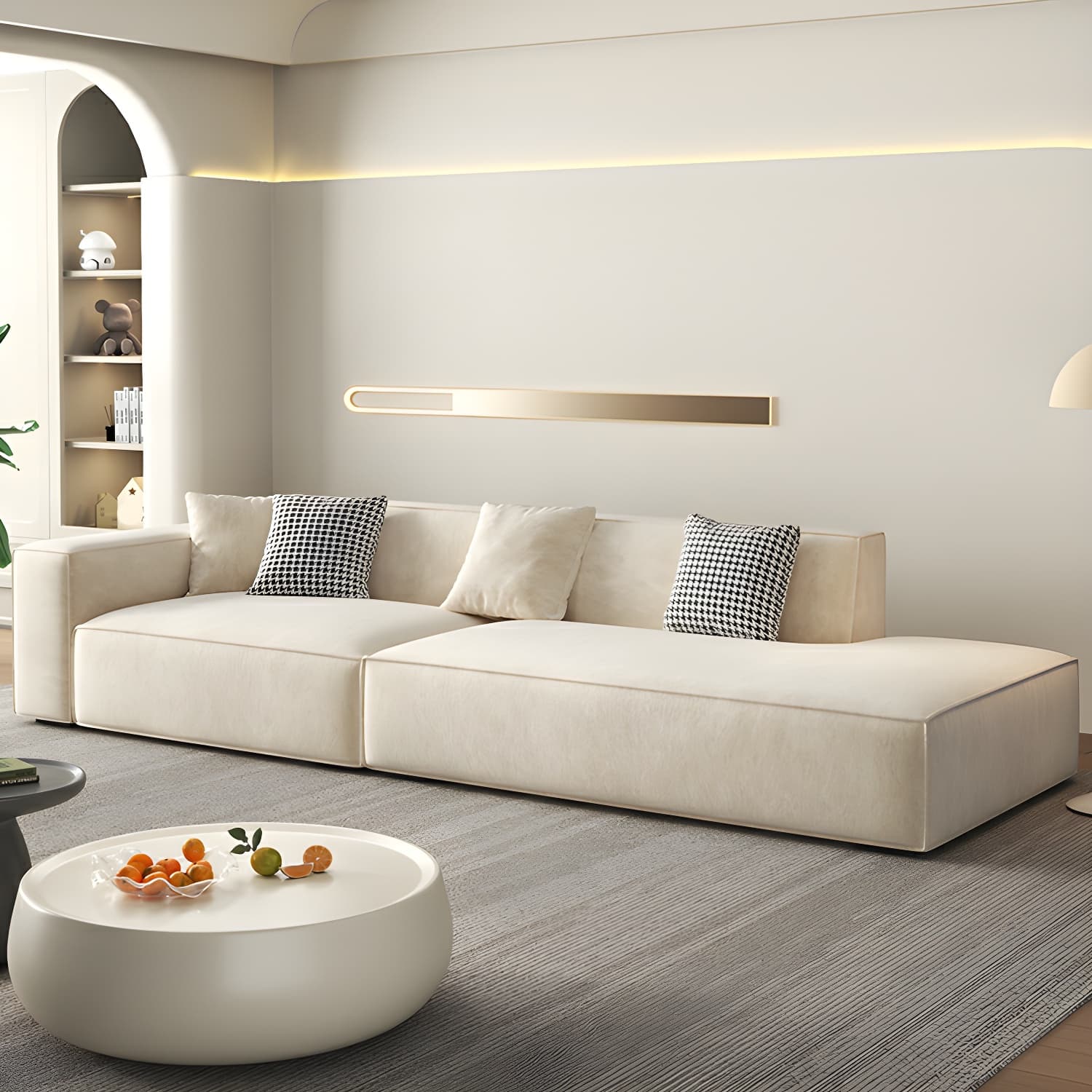 Elegant Sectional with Synthetic Upholstery in Moderate-Gray Tone and Built-in Charging Ports - image 10