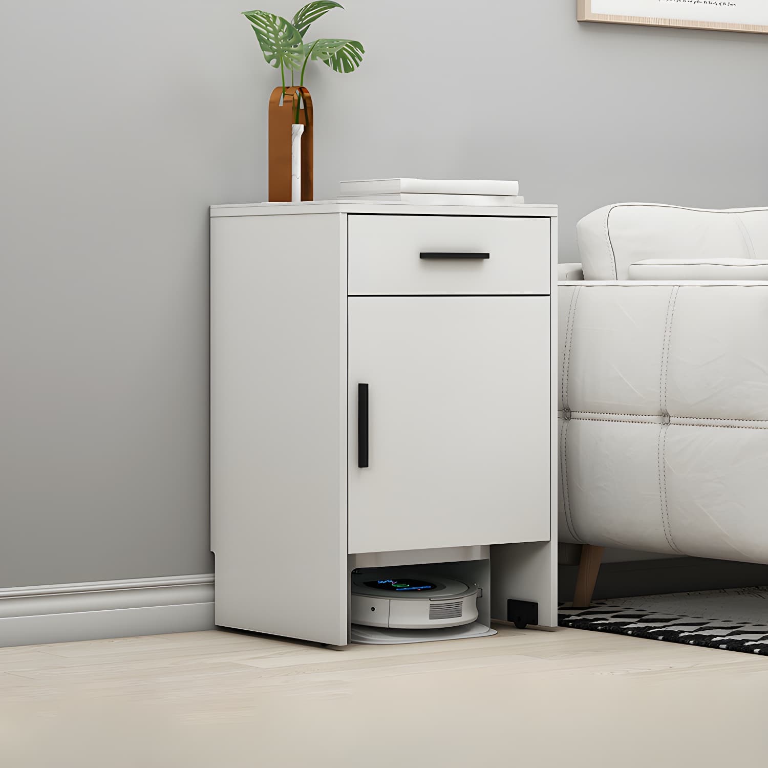 Modern Stone Top Accent Cabinet with Drawer Storage Cabinet 18.9" Long - image 5