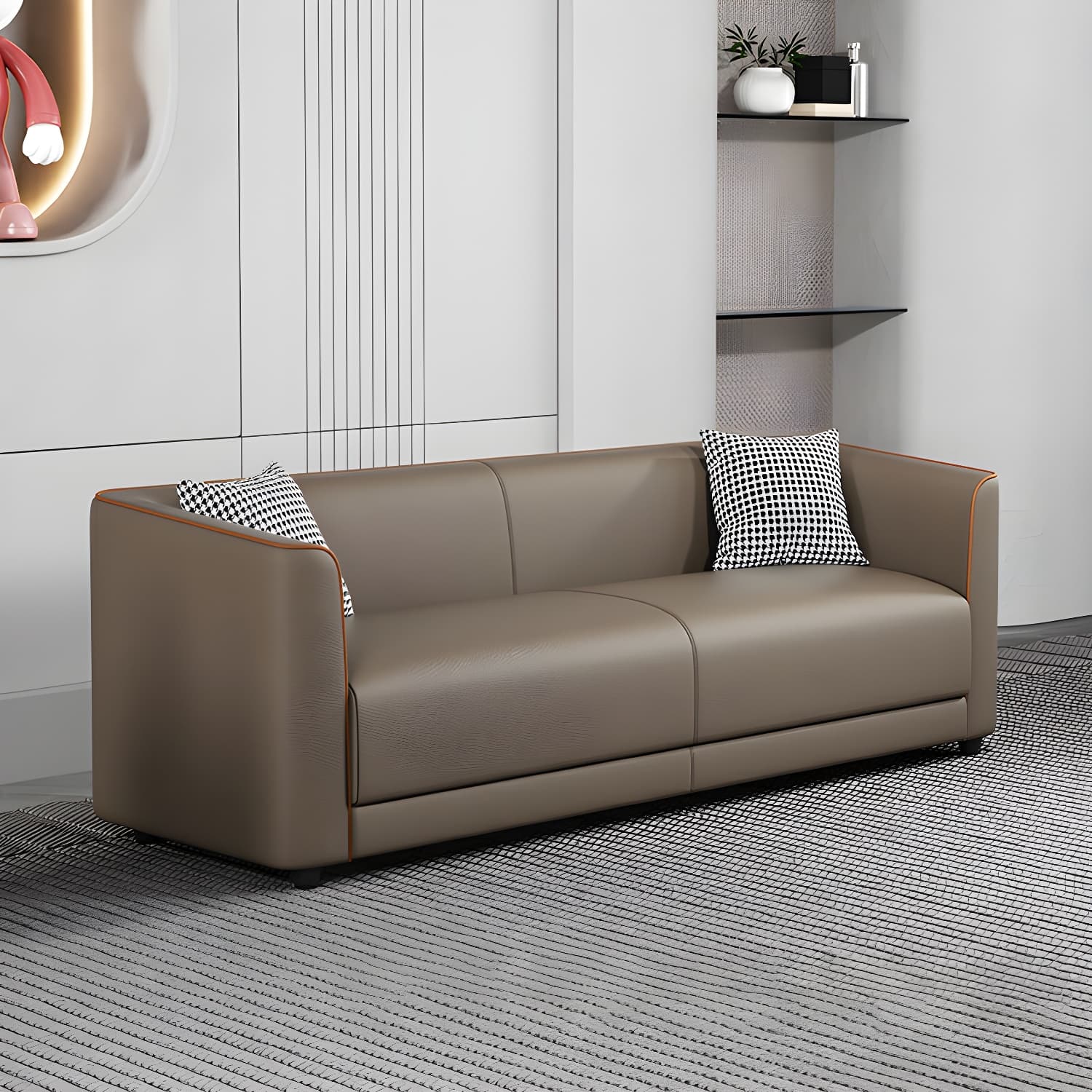 Tuxedo Arm Sofa with Tight Back 25.98" High Contemporary Faux Leather - image 10