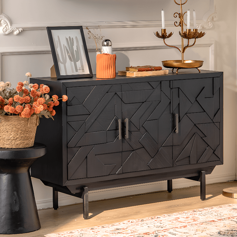 Modern Simple Style Rectangle Standalone Accent Chest with Lumber Drawer in Ink