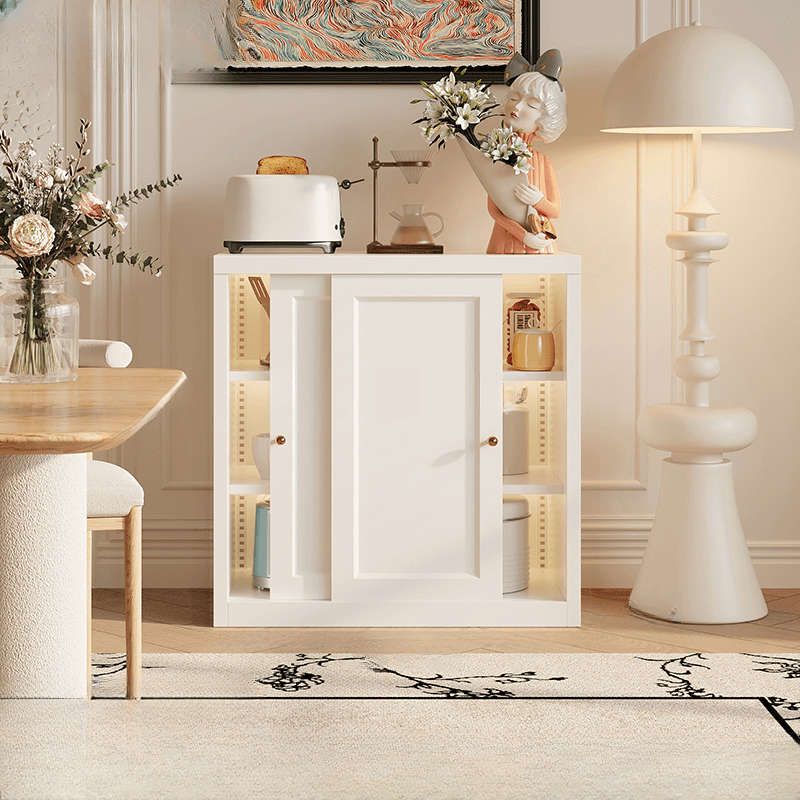 Art Deco Standard/Wide Oven Cabinet with Kitchen Cupboards, Iron Countertop, and Adjustable Sliding Doors - image 5