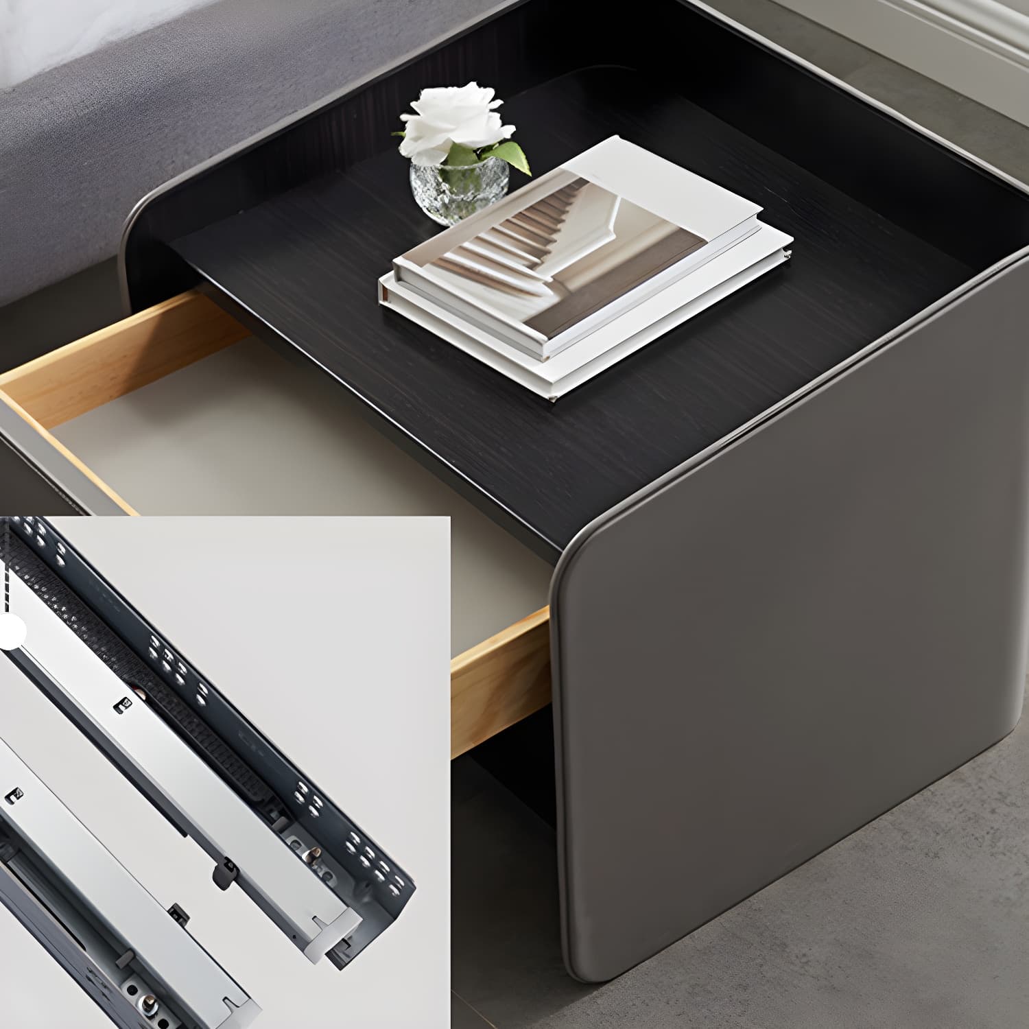 Faux Leather Nightstand Modern 1 - Drawer Accent Table Nightstand - image 9