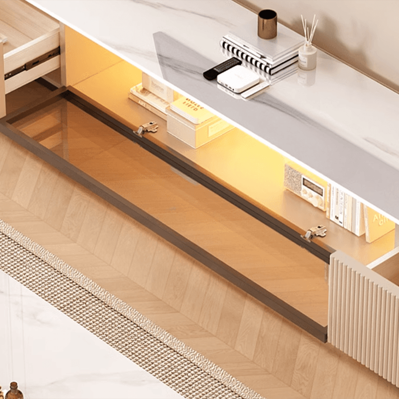 Modish Sintered Stone TV Stand with 2-Drawer, Cabinet & Cable Management Living Room - image 9